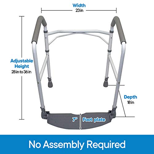 RMS Toilet Safety Frame & Rail - Foldable, Portable Bathroom Toilet Rail | Handrail Toilet Bars with Adjustable Height (White)