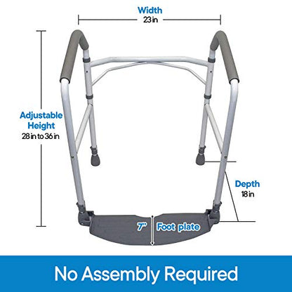 RMS Toilet Safety Frame & Rail - Foldable, Portable Bathroom Toilet Rail | Handrail Toilet Bars with Adjustable Height (White)