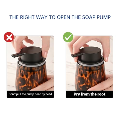 Marble Glass Foaming Hand Soap/Lotion Pump Dispenser, Refillable for Kitchen and Bathroom Countertop (Amber) - color: Amber Foaming