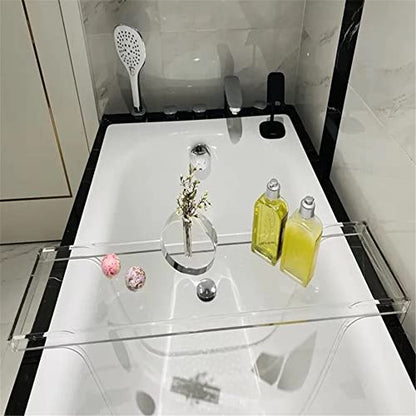 Wangunan 33 inch Luxury Bathtub Table - Shelf Organizer for Bathtub & Shower Storage (Clear) - color: Clear