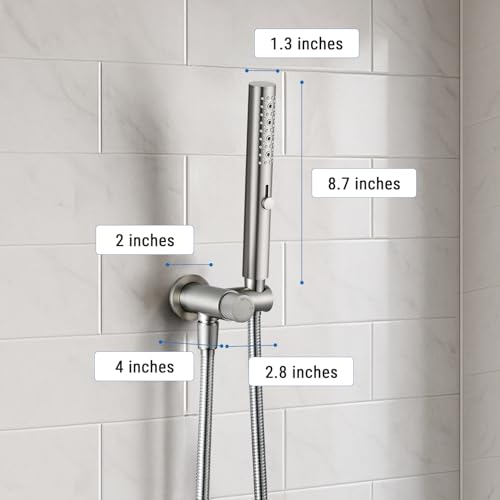 G-Promise All Metal 3-Function Handheld Shower Wand | All Metal, Built to Last, Easy Install, with On/Off Switch Holder, Extra Long Hose, Modern Upgrade - color: Brushed Nickel, style: Round