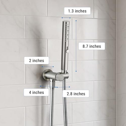 G-Promise All Metal 3-Function Handheld Shower Wand | All Metal, Built to Last, Easy Install, with On/Off Switch Holder, Extra Long Hose, Modern Upgrade - color: Brushed Nickel, style: Round
