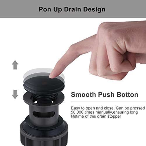 Bathroom Sink Drain, Pop Up Drain Stopper for Bathroom Sink and RV Sink, with Overflow, Matte Black Vessel Sink Drain, Built-in Anti-Clogging Strainer - color: Matte Black, style: Style A: pop up drain