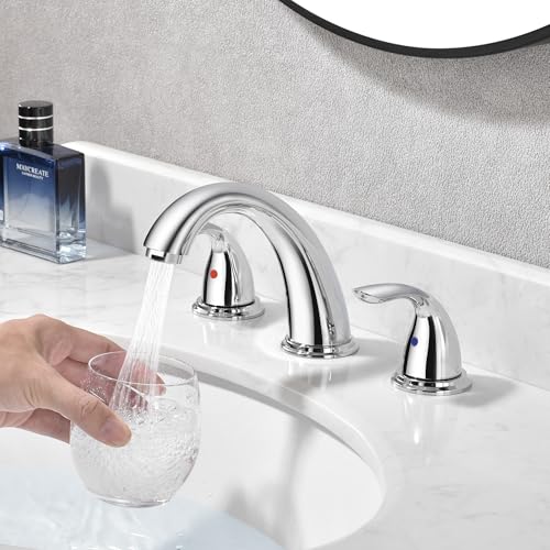 sumerain Widespread Bathroom Faucet 8 inch 3 Hole Bathroom Sink Faucet Chrome - color: Chrome