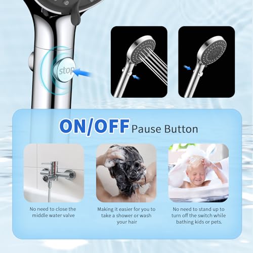 10" High Pressure Rain Shower Head with Handheld Spray Combo | Adjustable Integrated Extension Arm, Detachable Dual Shower Heads with 80" Long Stainless Steel Hose