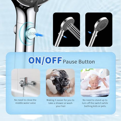 10" High Pressure Rain Shower Head with Handheld Spray Combo | Adjustable Integrated Extension Arm, Detachable Dual Shower Heads with 80" Long Stainless Steel Hose