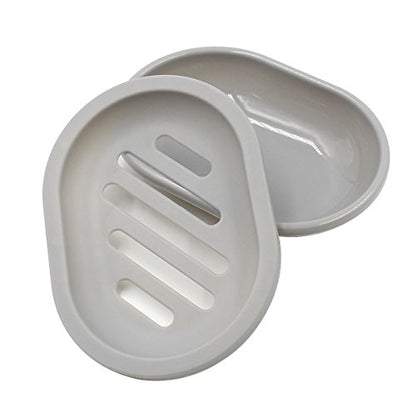 Topsky 2-Pack Soap Dish with Drain, Soap Holder & Saver, Easy Cleaning, Dry, Stop Mushy Soap (Gray) - color: Grey