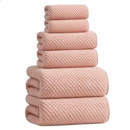 Extra Large Microfiber Bath Towels Set of 6 for Adults, 35″ x 70″, Soft and Super Absorbent, Quick Dry, No Fading and No Lint, Luxury Towel Set for Bathroom, Spa, Gym, Travel - Pink - color: Pink 6-pack