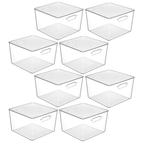 Vtopmart 8 Pack Extra Large Clear Stackable Storage Bins with Lids, 11inch Organizer Bins with Handle for Onions and Potatoes, Plastic Containers for Pantry, Freezer, Kitchen, Closet Organization - size: With Lid