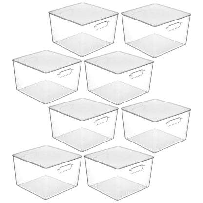 Vtopmart 8 Pack Extra Large Clear Stackable Storage Bins with Lids, 11inch Organizer Bins with Handle for Onions and Potatoes, Plastic Containers for Pantry, Freezer, Kitchen, Closet Organization - size: With Lid