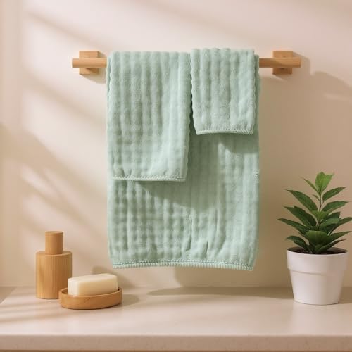 COZYART Lint Free 8 Pcs Bathroom Towel Set Ultra Soft Microfiber Sage Green | Ultra Soft, Fluffy, Thick, Highly Absorbent, Quick Dry, No Shedding, No Pilling, Fade Resistant, Durable, Long-lasting - color: Sage Green