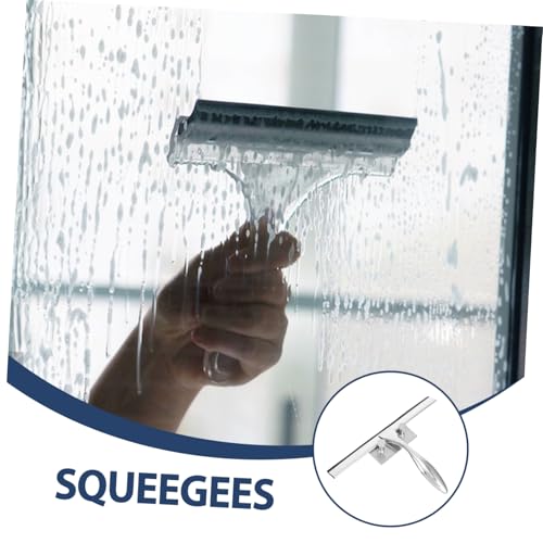Shower Squeegee with Hook Holder for Bathroom Glass Stainless Steel Wiper Scraper 10-inch Blade for Mirrors and Tiles Streak-Free Design for Home Use