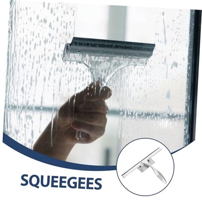 Shower Squeegee with Hook Holder for Bathroom Glass Stainless Steel Wiper Scraper 10-inch Blade for Mirrors and Tiles Streak-Free Design for Home Use
