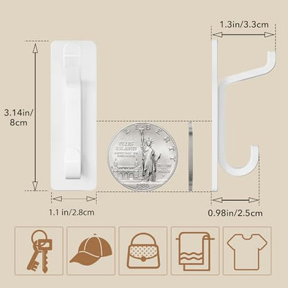 pickpiff 12 Pack Strong Stick-on Hooks 13LB for Coat & Towel, White - color: White, size: 12 Pack