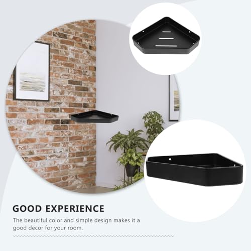 STAHAD Space Aluminum Floating Corner Shelf Wall Mounted Bathroom Storage Rack with Anti-Skid Lip Edge Black Shower Organizer for Corner Wall Storage
