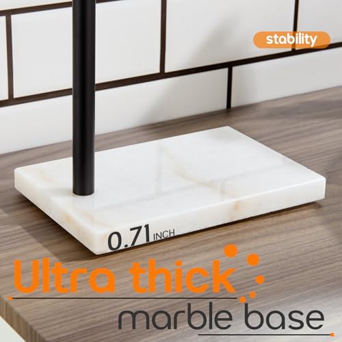 Black Towel Racks Stand 1-Tier Hand Towel Holder for Bathrooms Vanity Countertop with Heavy Marble Base Thicken Steady, Stainless Steel AN7002MB - color: Matte Black, size: 1-Bar