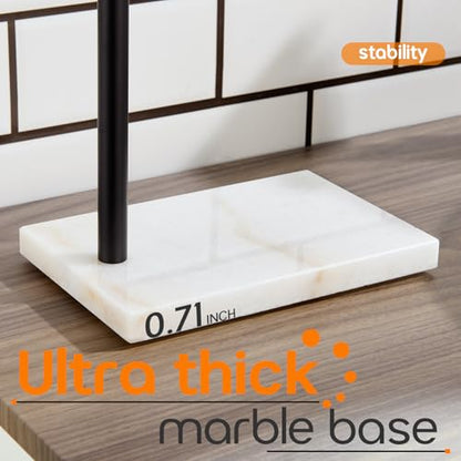 Black Towel Racks Stand 1-Tier Hand Towel Holder for Bathrooms Vanity Countertop with Heavy Marble Base Thicken Steady, Stainless Steel AN7002MB - color: Matte Black, size: 1-Bar