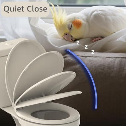 Almond Toilet Seat Quick Release, Soft Close, Round 16.5 Inch | Quiet No Slam Reduce Noise, PP Material, Safe and Easy Clean - color: Almond, size: Updated Quick-Release