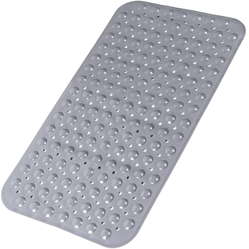 Bathtub and Shower Mats, 28 x 15 Inch Non-Slip Bath Mat, Machine Washable Bath Tub Mat with Suction Cups & Drain Holes for Bathroom, Beige - color: Grey, size: 28" x 15" (Rectangular)