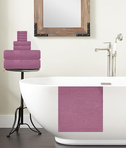 8-Piece Zero Twist Cotton Bath Towel Set – 100% Cotton Luxury Towels – Ultra Soft, Fluffy & Absorbent – Quick Dry, Durable & Fade Resistant – Spa Quality Bath, Hand & Washcloth Set (Wishful Mauve) - color: Wishful Mauve