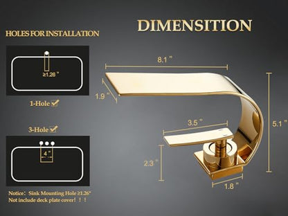 becola Modern Bathroom Sink Faucet, Single Handle Bathroom Faucets for Sink 1 Hole, Low Arc Touch On Faucet, Gold Hot and Cold Water Mixer Tap with Deck Plate - Gold - color: Gold