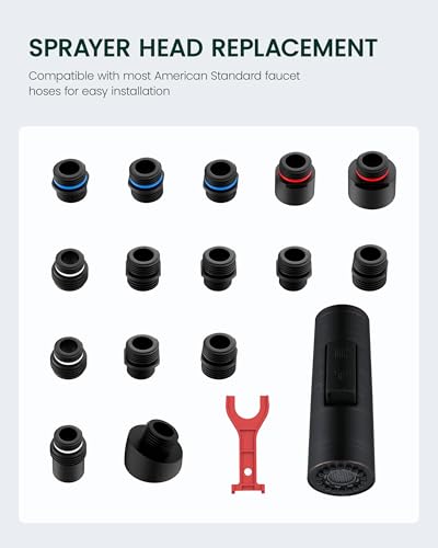 Metal Kitchen Faucet Head Replacement, Oil Rubbed Bronze | 2-Mode Pull Down Kitchen Faucet Spray Head with 15 Adapters, High Pressure Sink Sprayer Nozzle Stainless Steel - color: Oil Rubbed Bronze