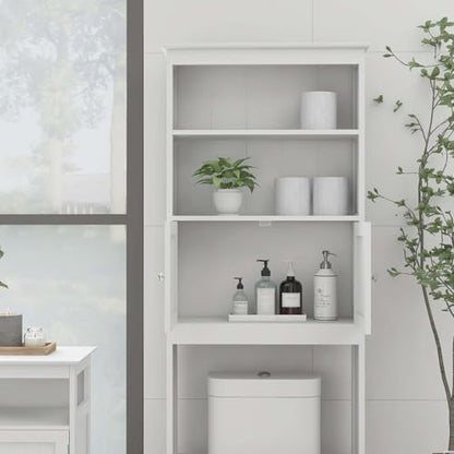 HRVEOCEI White Over The Toilet Storage Cabinet with Doors, Freestanding Bathroom Above Toilet Storage & Tall Bathroom Over Toilet Storage Cabinet (Style2) - style: Style2