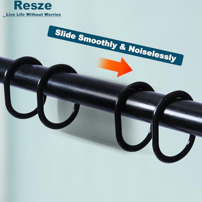 Resze 24 PCS Shower Curtain Rings,Plastic Black Shower Curtain Hooks,C-Shaped Rings Hook Hanger Bathroom Shower Window Rod - color: Black, size: 24PC