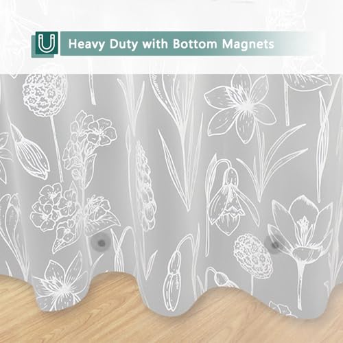 Shower Curtain Liner, 100% Waterproof Peva Shower Curtains with 3 Duty Heavy Bottom Magnets and 12 Rust Proof Grommets, 72x72 Weighted Shower Liner for Shower Stall, Bathtubs - color: Frosted Plant
