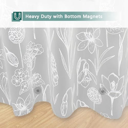 Shower Curtain Liner, 100% Waterproof Peva Shower Curtains with 3 Duty Heavy Bottom Magnets and 12 Rust Proof Grommets, 72x72 Weighted Shower Liner for Shower Stall, Bathtubs - color: Frosted Plant