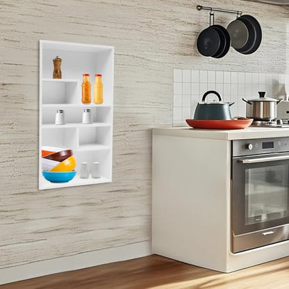 Stainless Steel Recessed Medicine Cabinet 14 * 24, Rust-proof Metal Wall Niche, In Wall Shower Niche Shelf Insert Replacement, Recessed Medicine Cabinets w/ 5 Compartments, for Bedrooms (White) - color: White