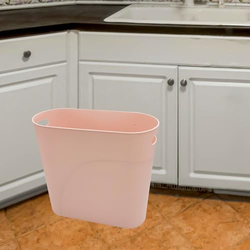 ROYFACC Small Trash Can Plastic Bathroom Wastebasket 3.2 Gallon Slim Garbage Container Bin with Handle for Home Kitchen Bathroom Bedroom Office, 2 Pack, Pink - color: Pink