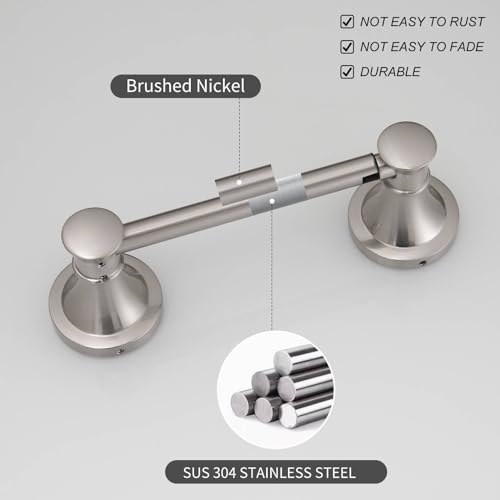 Bathroom Toilet Paper Holder Wall Mount Tissue Holder Brushed Nickel | Rustproof Toilet Tissue Roll Holder, Flexible Double Post Pivoting Handle, Bathroom Accessories SUS304 Stainless Steel - color: Brushed Nickel