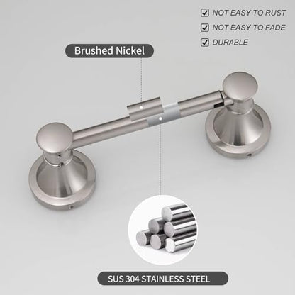 Bathroom Toilet Paper Holder Wall Mount Tissue Holder Brushed Nickel | Rustproof Toilet Tissue Roll Holder, Flexible Double Post Pivoting Handle, Bathroom Accessories SUS304 Stainless Steel - color: Brushed Nickel