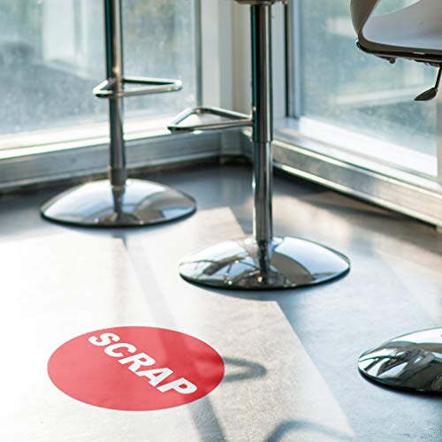 Scrap Floor Decals Red Anti-Slip Round Shape Industrial & Craft Signs Stickers 17Inches Longer Side - size: 17inches Longer Side