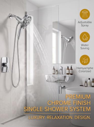 High Pressure Handheld Shower Head Chrome,9 Function Sprays Magnetic Rain Shower Head with Handheld,Anti-clog Nozzles, Built-in Power Wash to Clean Tub - color: Chrome