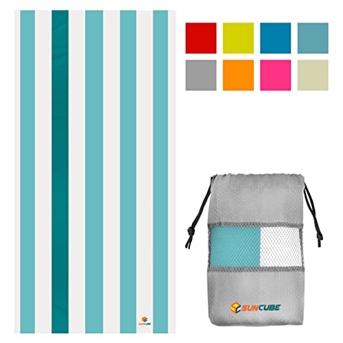 SUN CUBE Microfiber Beach Towel, Quick Dry, Light Blue, 60x30 Inch | Quick Dry and Free Microfiber Towel, Lightweight Packable Swim Towel for Beach, Pool, Camping, Cruise, Travel - color: Light Blue, size: 60.00" x 30.00"