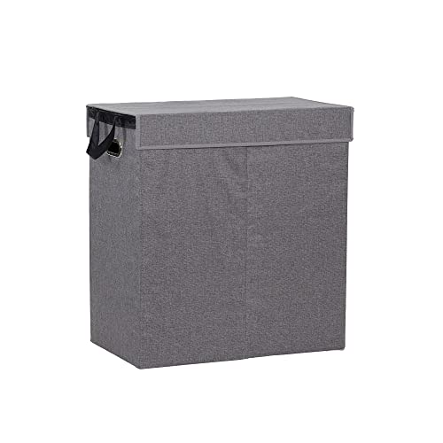 Household Essentials Collapsible Laundry Sorter with Lid, Gray - color: Grey, style: Double