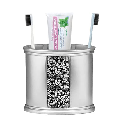 Zahari Home Sinatra Bath Tooth Brush Holder Modern Tooth Brush and Toothpaste Holder, Silver - color: Silver, size: 4.25" x 3" x 3" Tooth Brush Holder