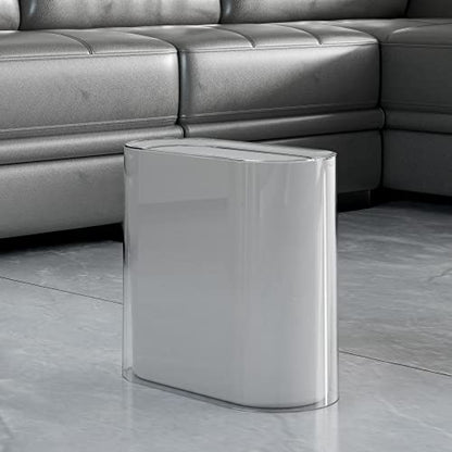 IEEK Small Waste Basket Slim Trash Can 3.2 Gallon/12L Clear and White Garbage Can Rectangle Plastic Wastebaskets Container Bin for Narrow Spaces Office,Bathroom, Bedroom,Kitchen,Living Room,Study - color: Clear and White