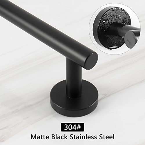 NearMoon Bath Towel Bar, Thicken Stainless Steel Shower Towel Rack Holder Wall Mounted for Bathroom, 26-lnch Overall Length-24-lnch Usable Hanging Space (1 Pack, Matte Black) - color: Matte Black, size: 26 Inch