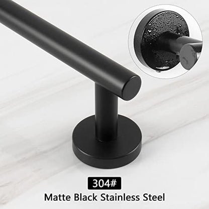 NearMoon Bath Towel Bar, Thicken Stainless Steel Shower Towel Rack Holder Wall Mounted for Bathroom, 26-lnch Overall Length-24-lnch Usable Hanging Space (1 Pack, Matte Black) - color: Matte Black, size: 26 Inch