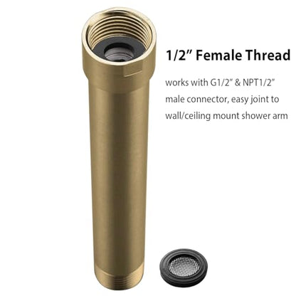 Shower Arm Extender 4 Inch Straight Extension Pipe Arm for Rainfall and Handheld Shower Head, Female to Male NPT 1/2 Inch, Brushed Gold - color: Brushed Gold, style: 4-Inch
