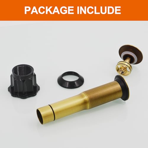 Bathroom Sink Drain Without Overflow, Antique Brass Bathroom Sink Stopper for Vanity Vessel Sink, Rapid Draining Stainless Steel Pop Up Drain with Hair Catcher Anti-Clog Strainer - color: Antique Brass
