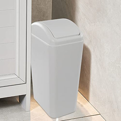 Obstnny 14 L / 3.5 Gallon Slim Plastic Trash Can for Narrow Spaces at Bathroom or Office, Bedroom, R