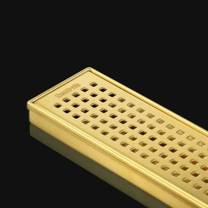 Neodrain 30" Linear Shower Drain, Gold 304 SS Bathroom Linear Drain,cUPC | Gold Shower Drain with Quadrato Grate& Adjustable Feet, Long Rectangle Shower Floor Drain in Bathroom, Balcony etc - color: Golden, size: 30 In