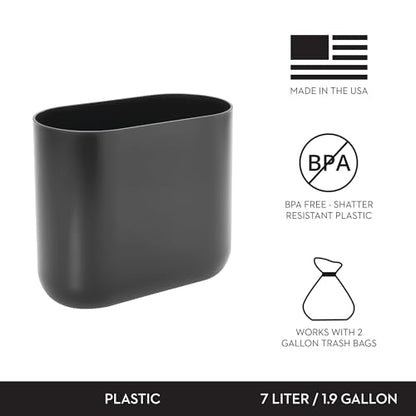 iDesign Small Slim Plastic Bathroom Trash Can, 2-Pack, Gray | Bedroom, Office, Desk, Dorm - color: Charcoal, style: Pack of 2