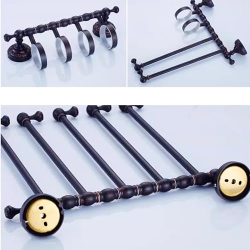 ZHOUXIAO Oil Rubbed Bronze Swing Out Towel Bar Holder/Brass Swivel Multiple Towel Rack for Bathroom or Kitchen, Towel Bar Folding Arm Swivel Hanger Bathroom Storage Wall Moun I