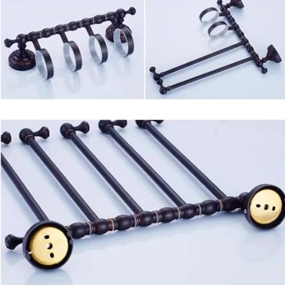 ZHOUXIAO Oil Rubbed Bronze Swing Out Towel Bar Holder/Brass Swivel Multiple Towel Rack for Bathroom or Kitchen, Towel Bar Folding Arm Swivel Hanger Bathroom Storage Wall Moun I