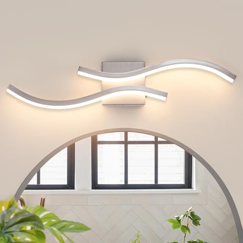 Bathroom Vanity Light Fixture, 26W 5CCT Dimmable Modern Led Bathroom Light Fixtures Over Mirror, LED Vanity Lighting Bar for Bathrooms (Brushed Nickel, 24inch) - color: Brushed Nickel, size: 24inch